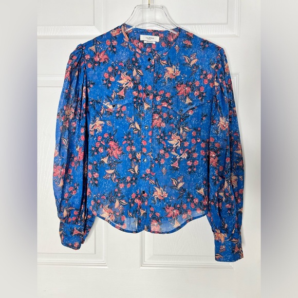 Isabel Etoile Marant Floral Print Snap Button Up Blouse Top Sz Fr 34 - Picture 6 of 13